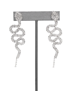 Fashion Rhinestone Snake Stud Earrings ES810010 SILVER